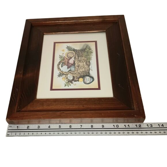 Vintage Laurie Korsgaden Bath Gift Basket Print #1 Matted Brown Wood Frame 14x12 - Picture 9 of 13